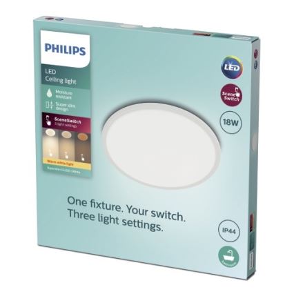 Philips - LED stropno svetlo za kupatilo SCENE SWITCH prigušiva LED/18W/230V IP44 2700K