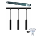 Philips - LED prigušiva luster na sajli u šinskom sistemu EASYLINK 3xGU10/7W/230V 2200-2700K 1m crna