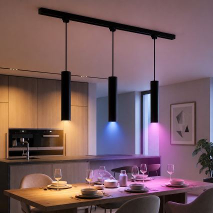 Philips - LED RGBW prigušiva viseća svetiljka na sajli za šinski sistem EASYLINK HUE 3xGU10/4,7W/230V 2200-6500K 1m crna