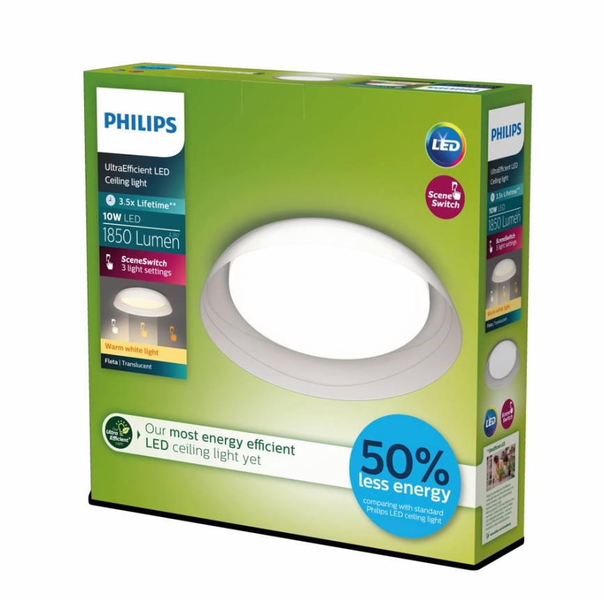 Philips - LED prigušiva stropna svetiljka FLETA SCENE SWITCH LED/10W/230V 2700K prozirna