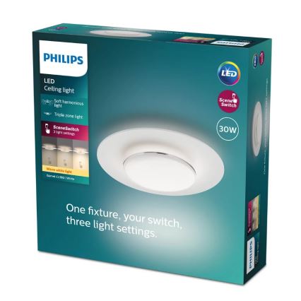 Philips- LED prigušiva plafonska svetiljka SCENE SWITCH LED/30W/230V 2700K srebrna
