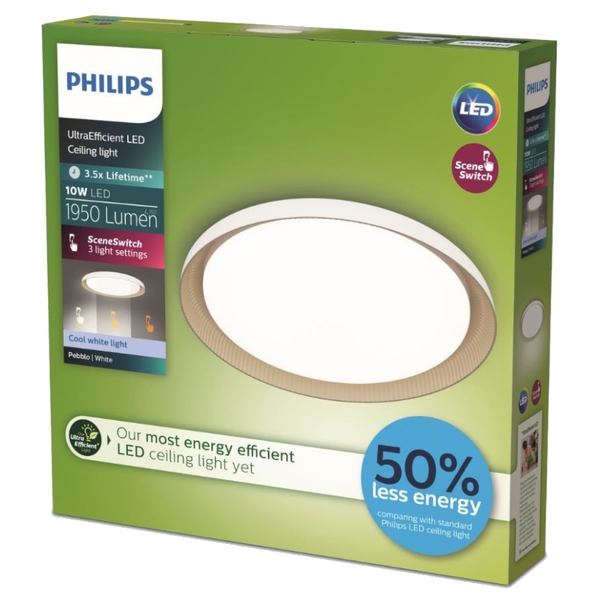Philips - LED prigušiva plafonska svetiljka PEBBLO SCENE SWITCH LED/10W/230V 4000K bela