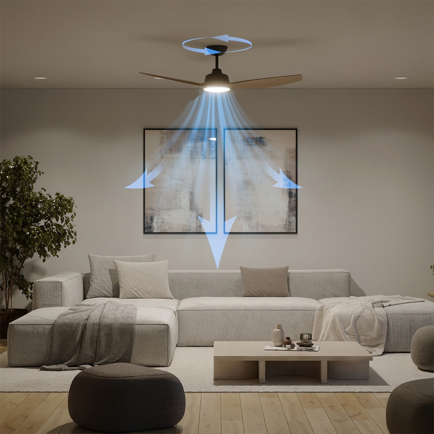 Philips - LED prigušiva plafonski ventilator OLAS LED/24W/230V Ø 132 cm crna/smeđa + daljinski upravljač