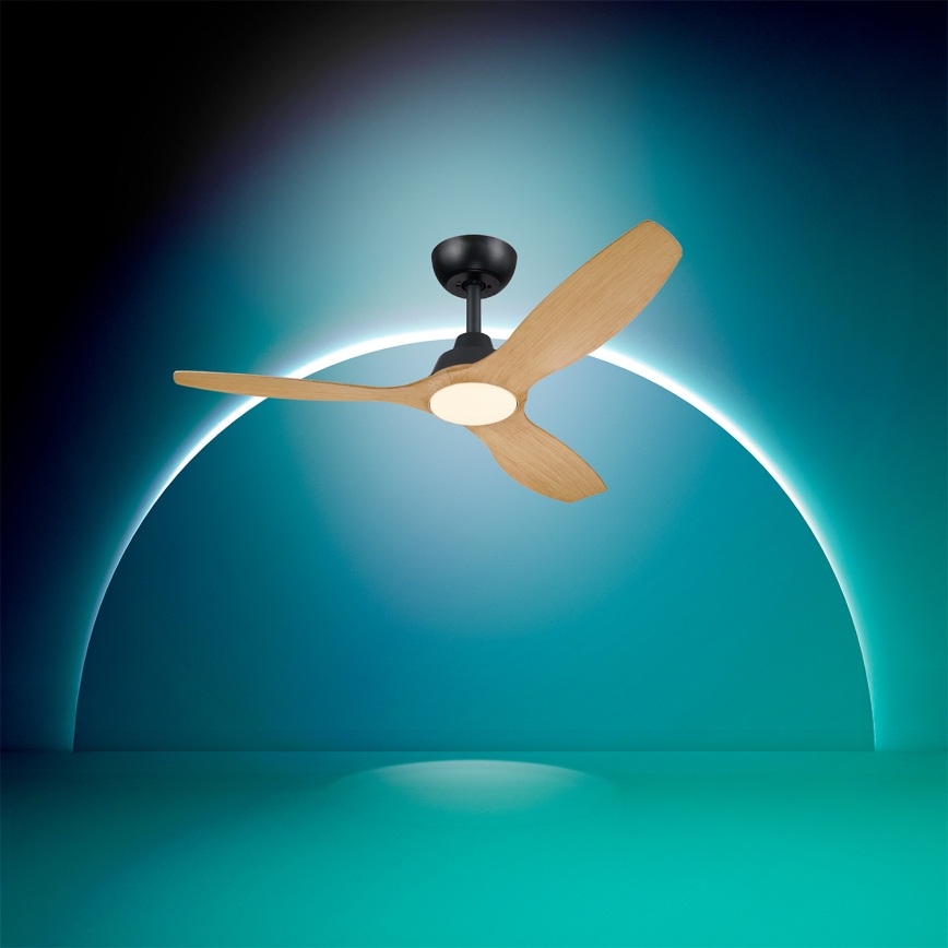 Philips - LED prigušiva plafonski ventilator OLAS LED/24W/230V Ø 132 cm crna/smeđa + daljinski upravljač