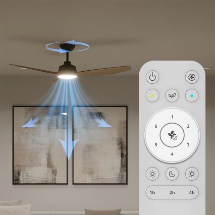 Philips - LED prigušiva plafonski ventilator OLAS LED/24W/230V Ø 132 cm crna/smeđa + daljinski upravljač