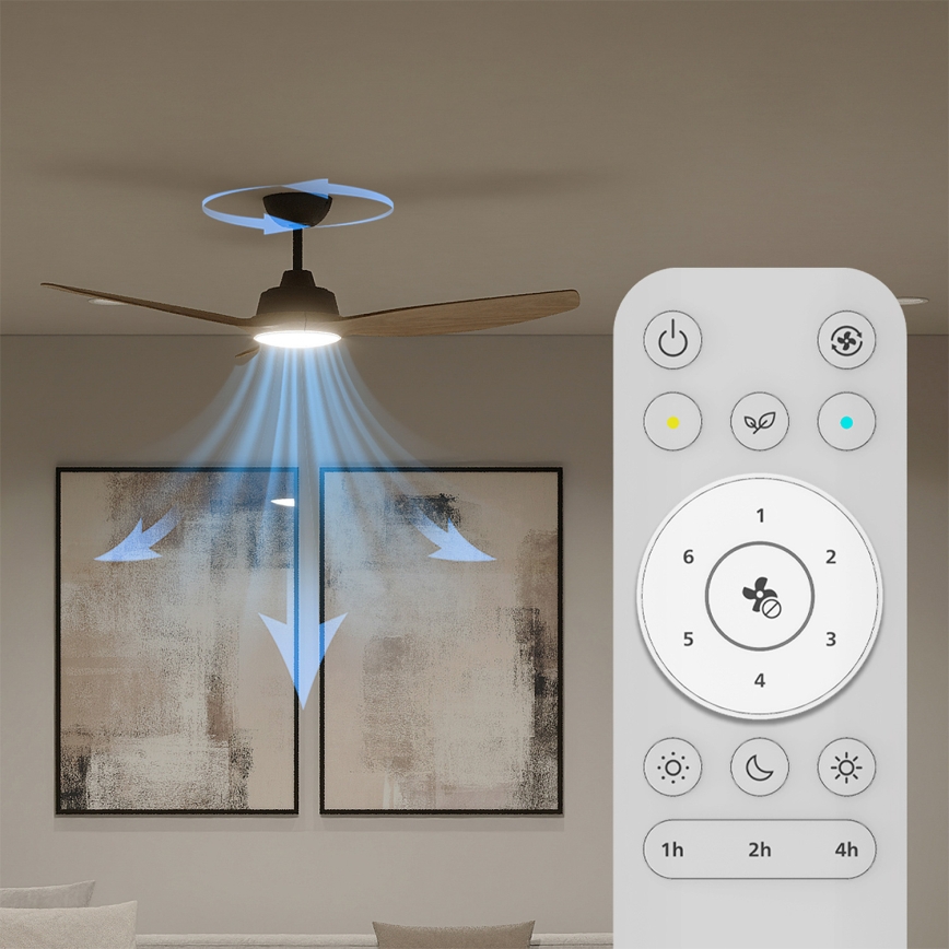Philips - LED prigušiva plafonski ventilator OLAS LED/24W/230V Ø 132 cm crna/smeđa + daljinski upravljač