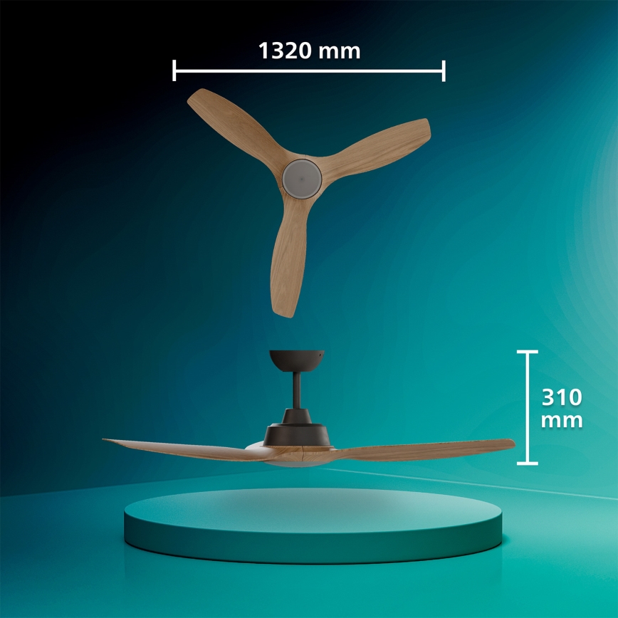 Philips - LED prigušiva plafonski ventilator OLAS LED/24W/230V Ø 132 cm crna/smeđa + daljinski upravljač