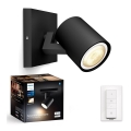 Philips - LED prigušiva reflektorska lampa Hue RUNNER 1xGU10/4,2W/230V 2200-6500K + daljinski upravljač, crna