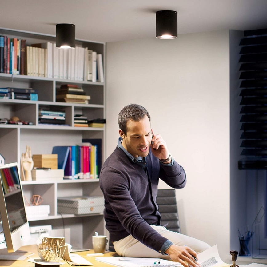 Philips - LED prigušiva spot svetiljka Hue PILLAR 1xGU10/4,2W/230V 2200-6500K + daljinski upravljač crna