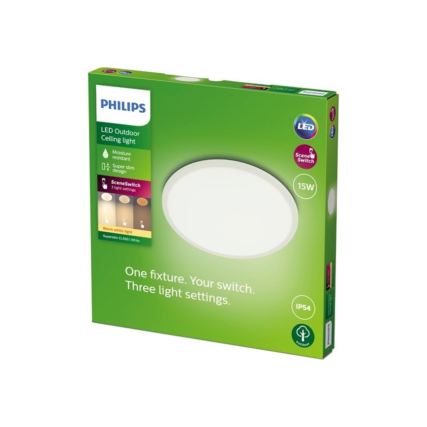 Philips - LED prigušiva spoljašnja svetiljka SCENE SWITCH LED/15W/230V IP54 bela