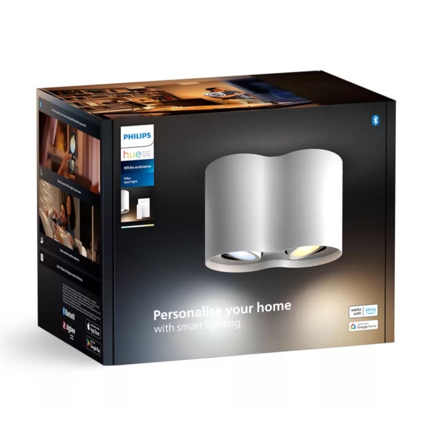 Philips - LED prigušiva reflektorska svetiljka Hue PILLAR 2xGU10/4,2W/230V 2200-6500K + daljinski upravljač bela