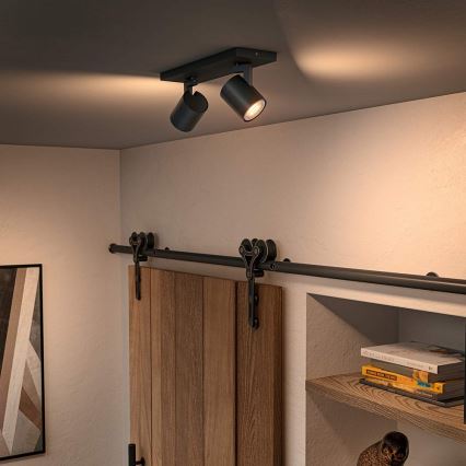 Philips - LED prigušiva spot svetiljka Hue RUNNER 2xGU10/4,2W/230V 2200-6500K + daljinski upravljač crna