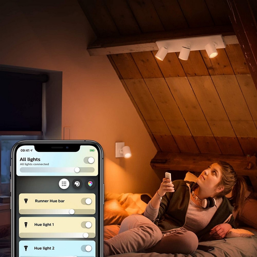 Philips - LED prigušiva spot svetiljka Hue RUNNER 3xGU10/4,2W/230V 2200-6500K + daljinski upravljač, bela