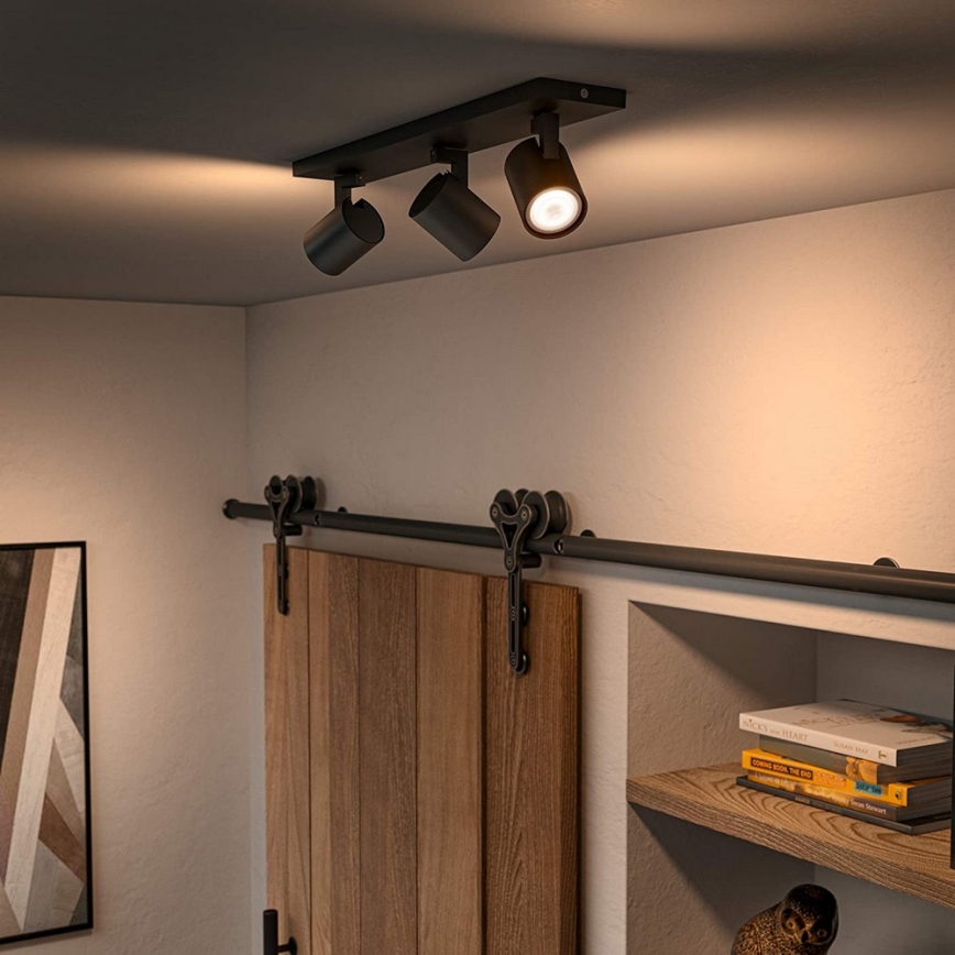 Philips - LED prigušiva reflektorsko svetlo Hue RUNNER 3xGU10/4,2W/230V 2200-6500K + daljinski upravljač crna