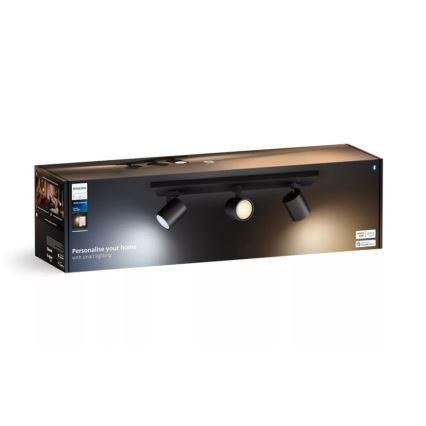 Philips - LED prigušiva reflektorsko svetlo Hue RUNNER 3xGU10/4,2W/230V 2200-6500K + daljinski upravljač crna