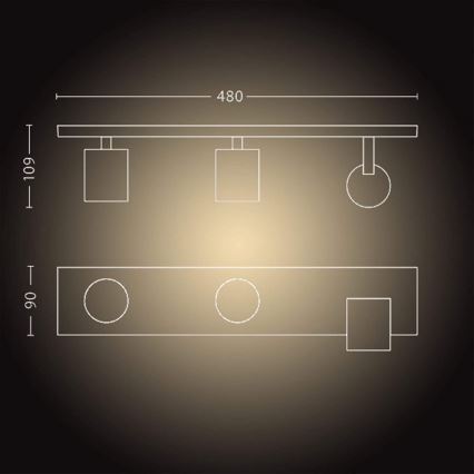Philips - LED prigušiva reflektorsko svetlo Hue RUNNER 3xGU10/4,2W/230V 2200-6500K + daljinski upravljač crna