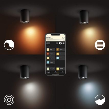 Philips - LED prigušiva spot svetiljka Hue PILLAR 1xGU10/4,2W/230V 2200-6500K crna