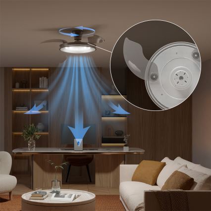 Philips - LED prigušiva plafonska lampa sa ventilatorom ATLAS LED/35W/230V mat hrom + daljinski upravljač