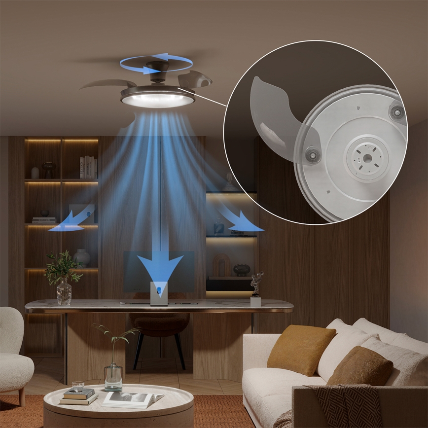 Philips - LED prigušiva plafonska lampa sa ventilatorom ATLAS LED/35W/230V mat hrom + daljinski upravljač