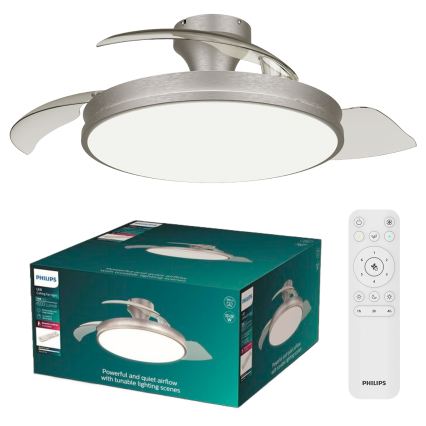 Philips - LED prigušiva plafonska lampa sa ventilatorom ATLAS LED/35W/230V mat hrom + daljinski upravljač