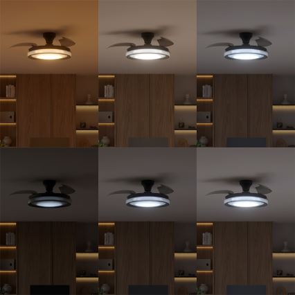 Philips - LED prigušiva plafonska lampa sa ventilatorom BLISS LED/35W/230V crna + daljinski upravljač
