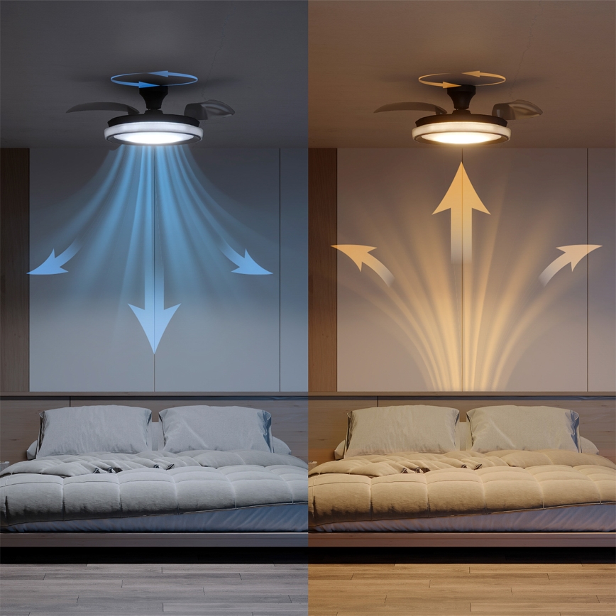 Philips - LED prigušiva plafonska lampa sa ventilatorom BLISS LED/35W/230V crna + daljinski upravljač