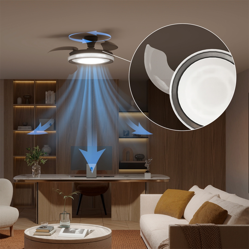 Philips - LED prigušiva plafonska lampa sa ventilatorom BLISS LED/35W/230V crna + daljinski upravljač