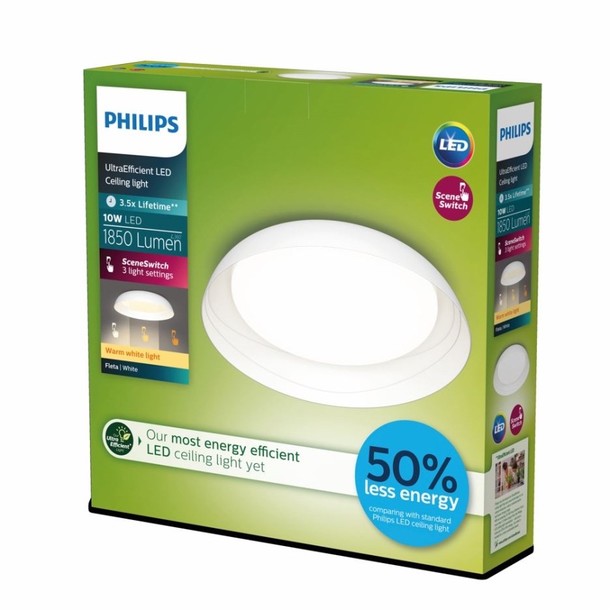 Philips - LED prigušiva stropna svetiljka FLETA SCENE SWITCH LED/10W/230V 2700K bela