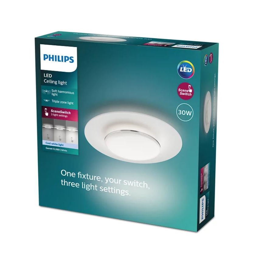 Philips- LED prigušiva stropna lampa SCENE SWITCH LED/30W/230V 4000K srebrna