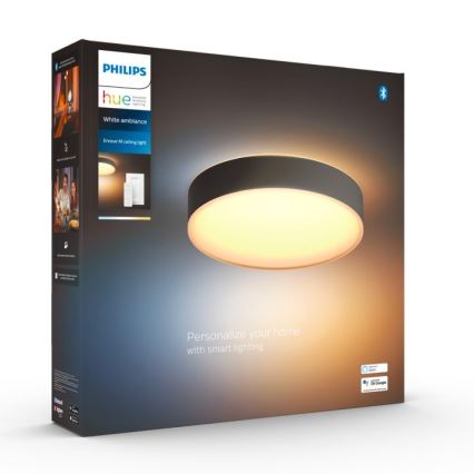 Philips - LED prigušiva stropno svetlo Hue LED/19,2W/230V 2200-6500K prečnik 381 mm crna + daljinski upravljač
