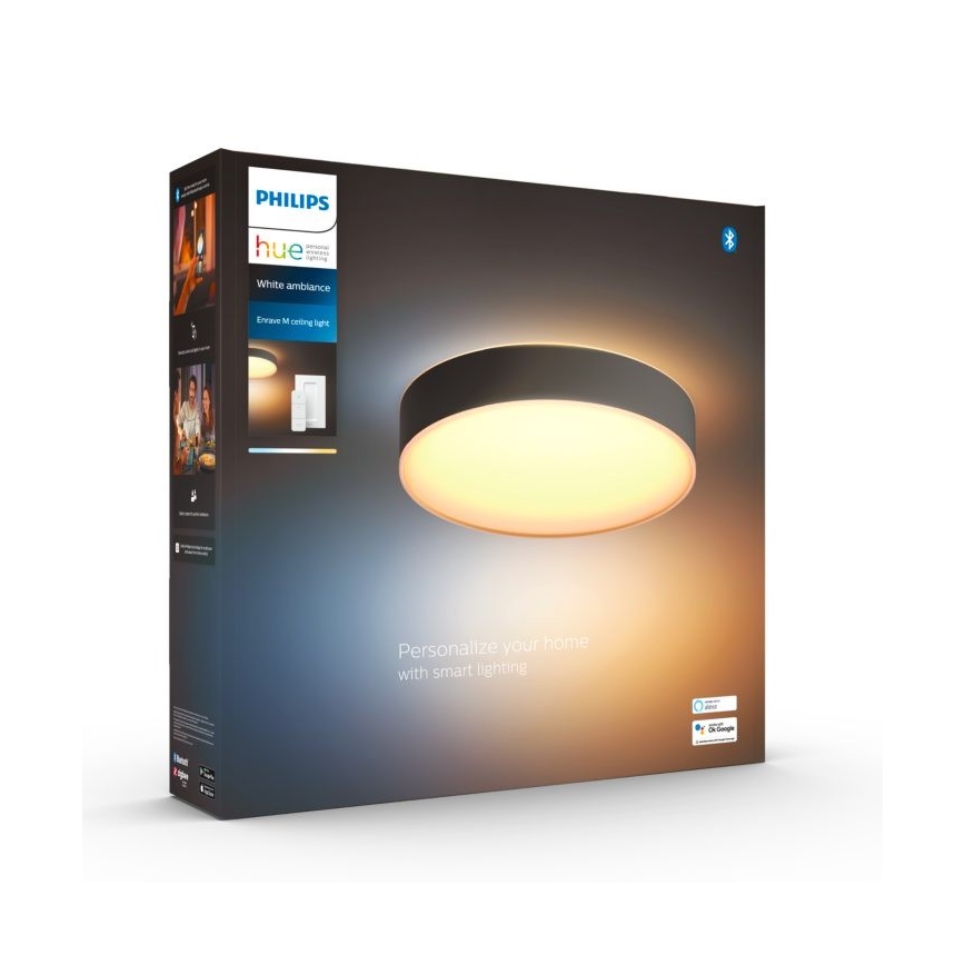 Philips - LED prigušiva stropno svetlo Hue LED/19,2W/230V 2200-6500K prečnik 381 mm crna + daljinski upravljač