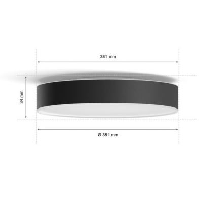 Philips - LED prigušiva stropno svetlo Hue LED/19,2W/230V 2200-6500K prečnik 381 mm crna + daljinski upravljač