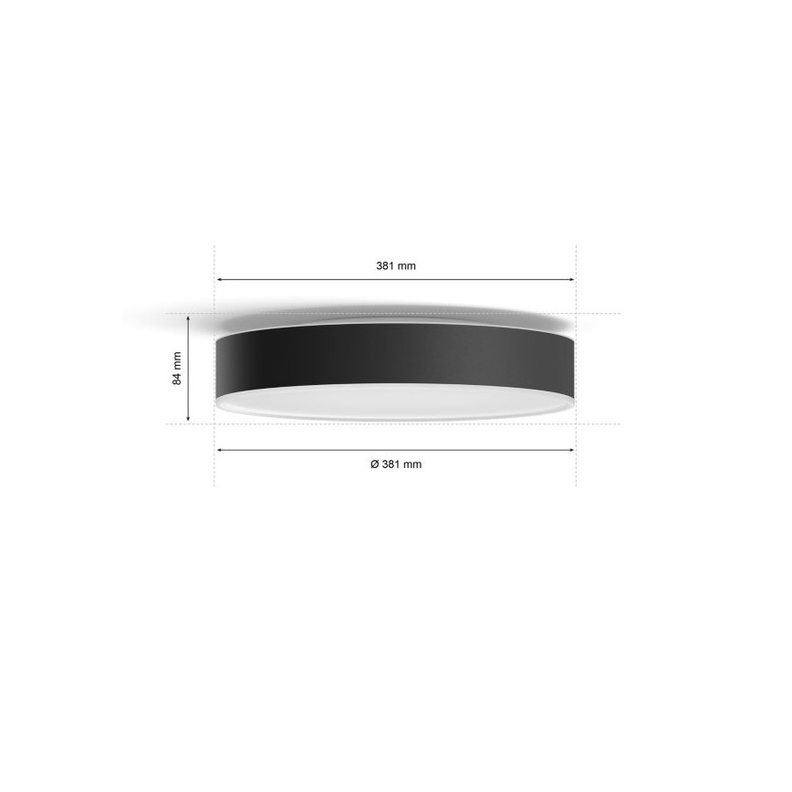 Philips - LED prigušiva stropno svetlo Hue LED/19,2W/230V 2200-6500K prečnik 381 mm crna + daljinski upravljač