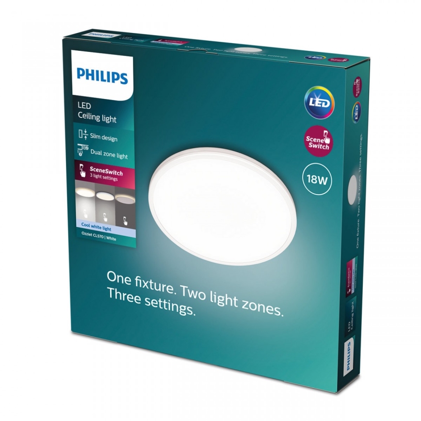 Philips - LED prigušiva plafonska svetiljka SCENE SWITCH LED/18W/230V prečnik 30 cm 4000K bela