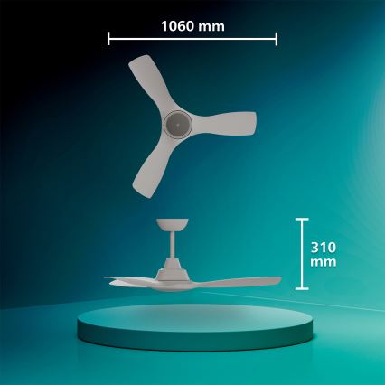 Philips - OLAS LED prigušiva plafonski ventilator LED/24W/230V pr. 106 cm beli + daljinski upravljač