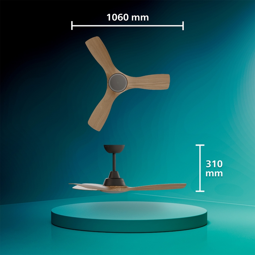 Philips - LED prigušiva stropni ventilator OLAS LED/24W/230V prečnik 106 cm crna/smeđa + daljinski upravljač