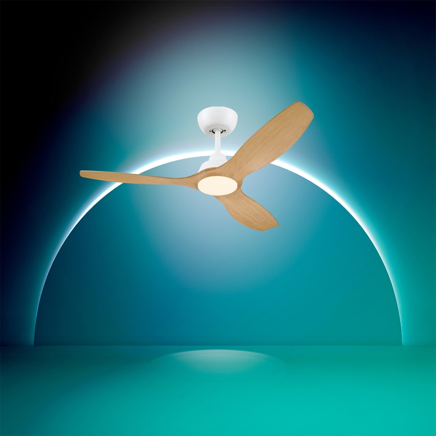 Philips - LED prigušiva stropni ventilator OLAS LED/24W/230V prečnik 132 cm bela/smeđa + daljinski upravljač