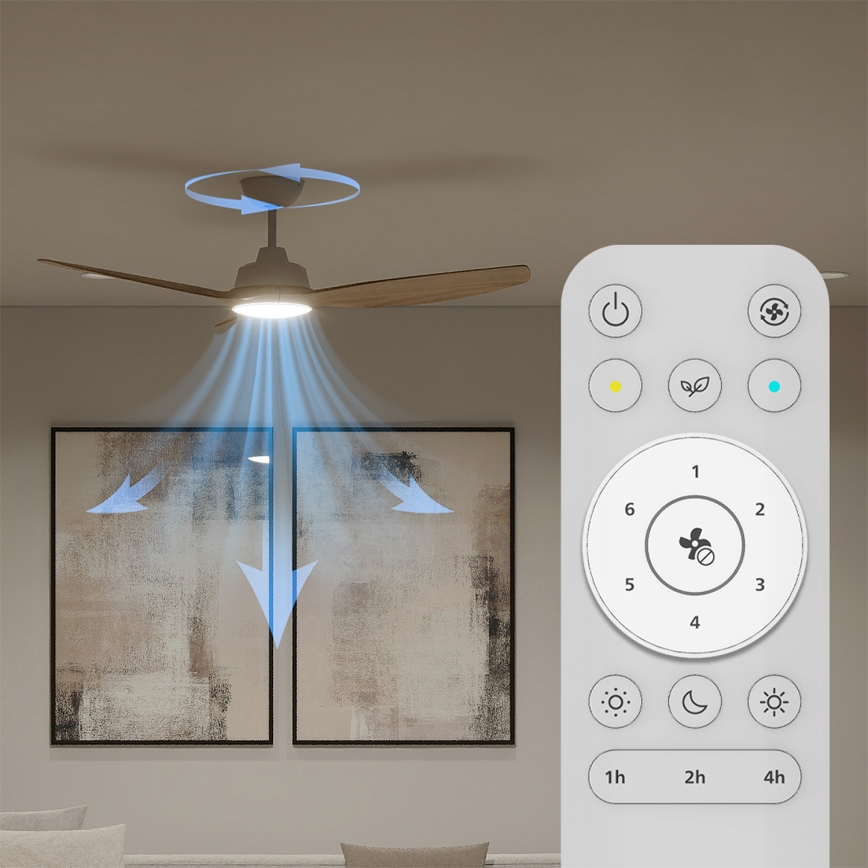 Philips - LED prigušiva stropni ventilator OLAS LED/24W/230V prečnik 132 cm bela/smeđa + daljinski upravljač