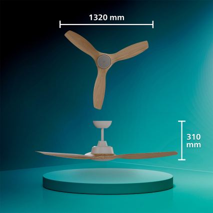 Philips - LED prigušiva stropni ventilator OLAS LED/24W/230V prečnik 132 cm bela/smeđa + daljinski upravljač