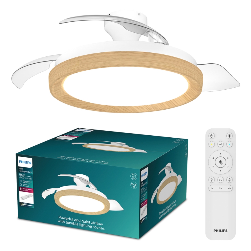 Philips - LED prigušiva stropna lampa sa ventilatorom BLISS LED/35W/230V braon + daljinski upravljač