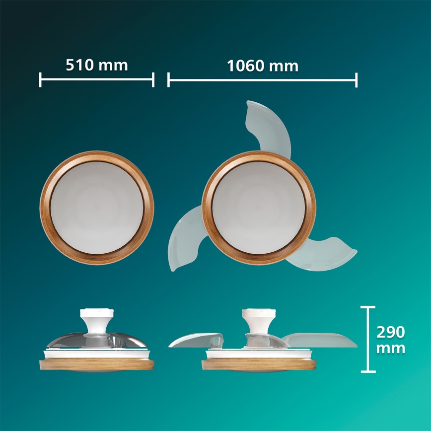 Philips - LED prigušiva stropna lampa sa ventilatorom BLISS LED/35W/230V braon + daljinski upravljač