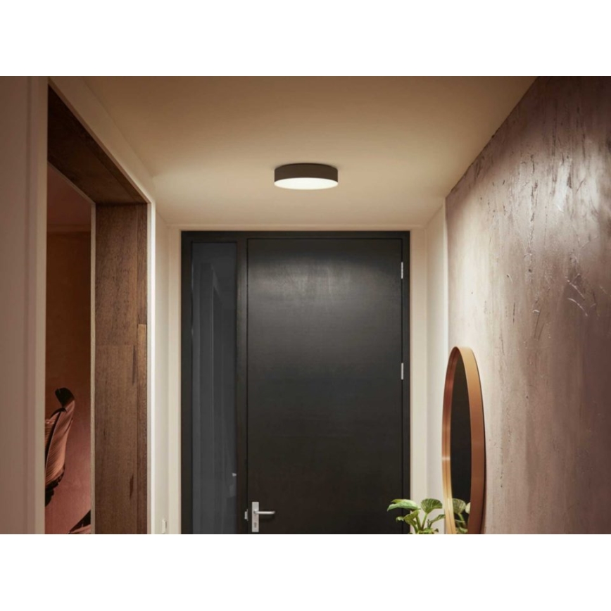 Philips - LED prigušiva stropna svetiljka Hue LED/9,6W/230V 2200-6500K prečnik 261 mm crna + daljinski upravljač