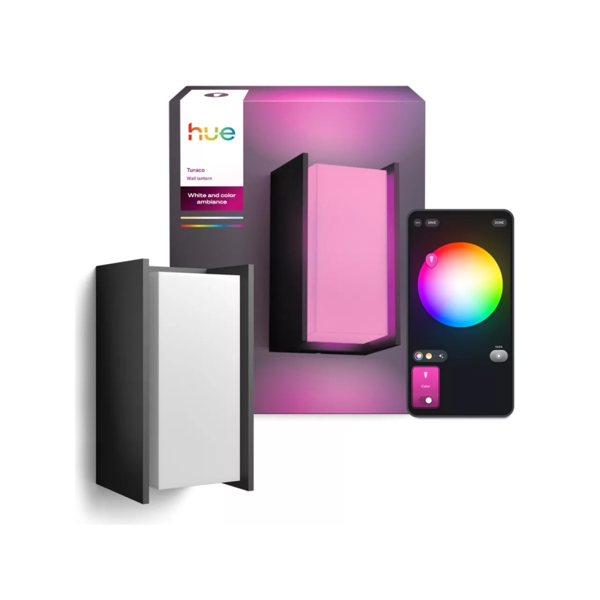 Philips - LED prigušiva spoljašnja zidna svetiljka Hue TURACO White And Color Ambiance 1xE27/8,1W/230V 1000-20000K