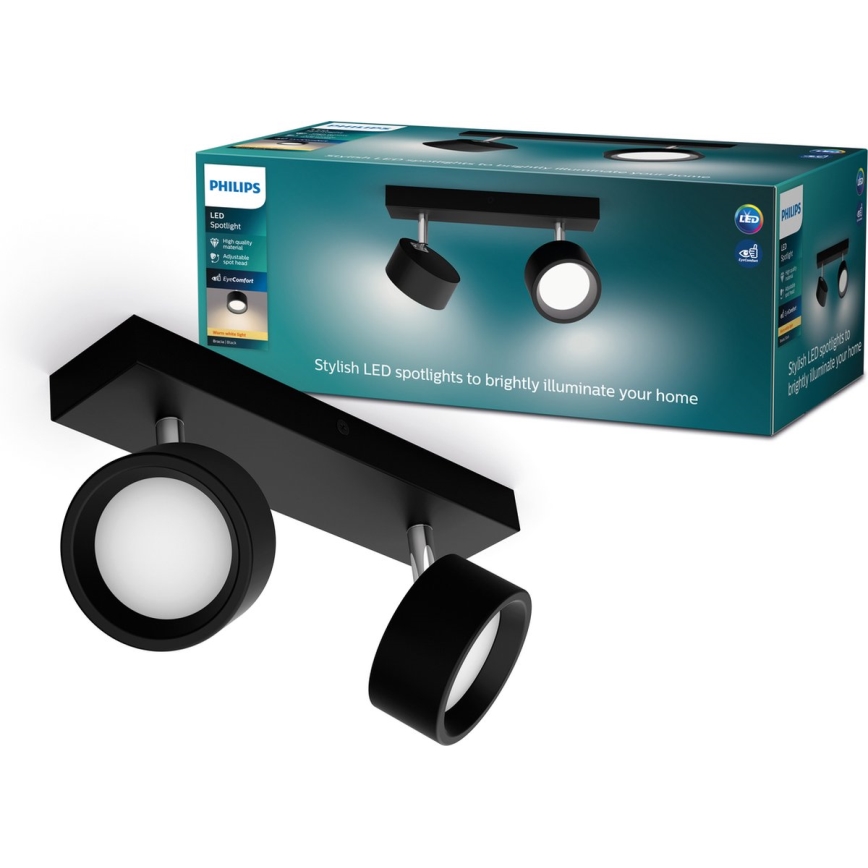 Philips - LED spot svetlo 2xLED/5,5W/230V crno