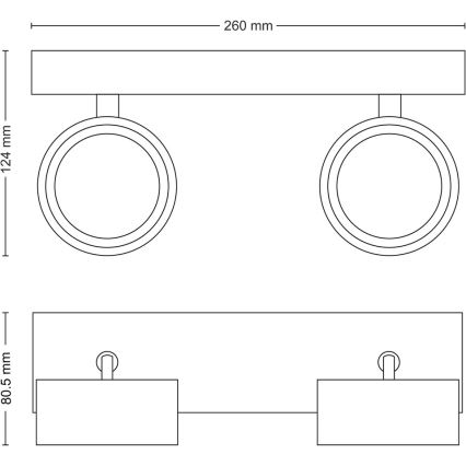 Philips - LED spot svetlo 2xLED/5,5W/230V crno