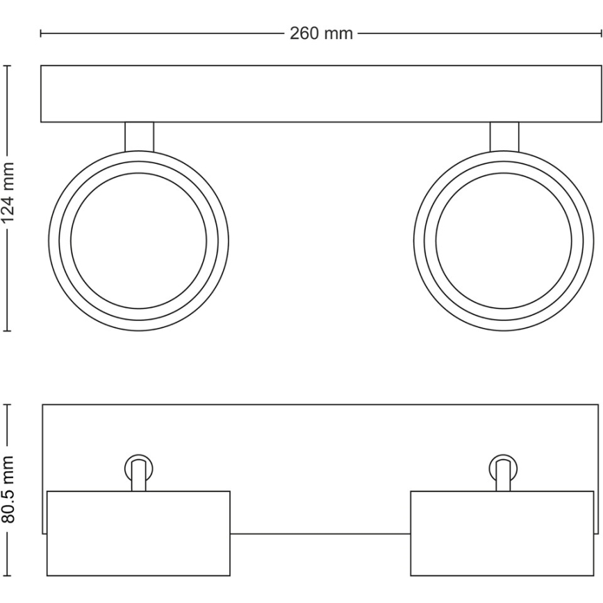 Philips - LED spot svetlo 2xLED/5,5W/230V crno