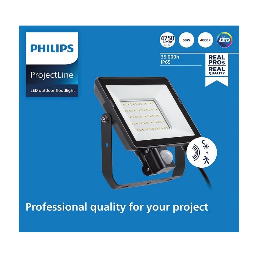 Philips - LED reflektor za spoljašnju upotrebu sa senzorom PROJECTLINE LED/50W/230V IP65 4000K