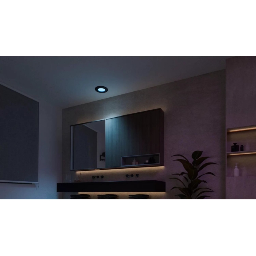 Philips - LED RGBW prigušiva kupatilska ugradna svetiljka Hue SLIM LED/8,3W/230V 2000-6500K IP44 crna