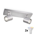 Philips - LED RGBW prigušiva reflektorska svetiljka RUNNER 2xGU10/6,5W/230V 2700-6500K mat hrom