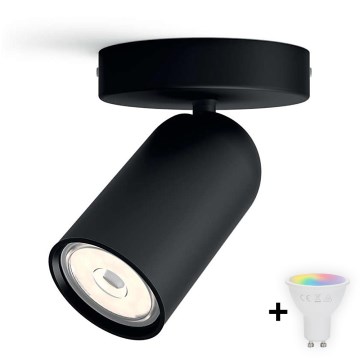 Philips - LED RGBW prigušiva spot lampa PONGEE 1xGU10/4,8W/230V 3000K crna + daljinski upravljač